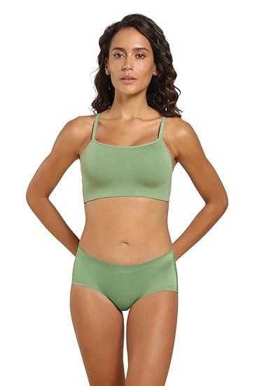 Van Heusen Women’s Seamless Cups Cami Bra – Cotton Elastane, Padded, Wireless, Fully Adjustable, Cross Back